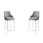 Hanah Home Taburetes de Bar, Juego de 2, Gris y Blanco, Metal, Tela Babyface, Alto 105 cm, Asiento 73 cm